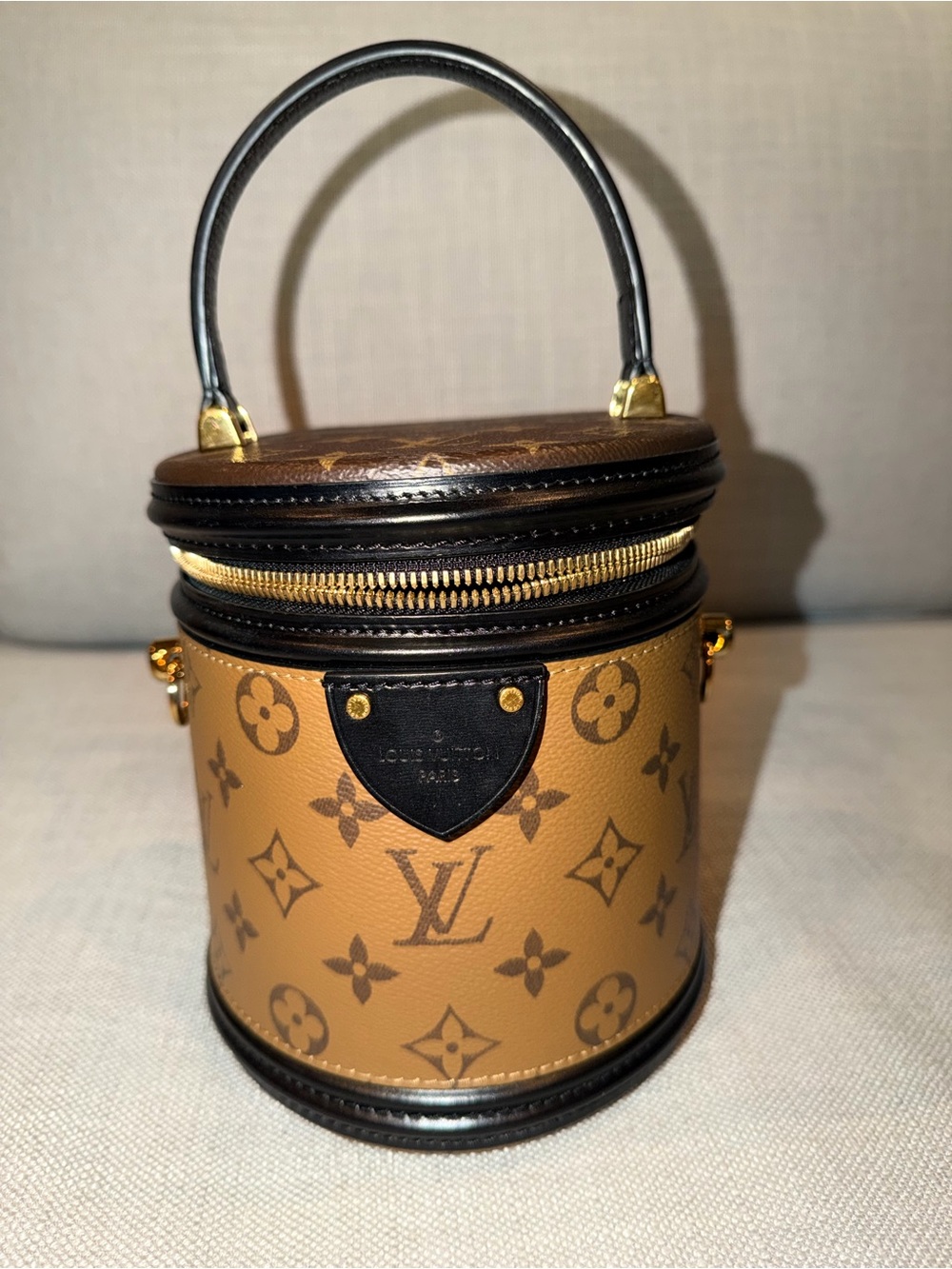 Louis Vuitton Tan Monogram Canister Top-Handle Bag